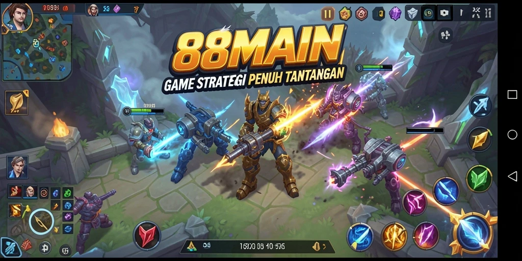 Gameplay dinamis 88MAIN dengan strategi mendalam dan karakter unik.