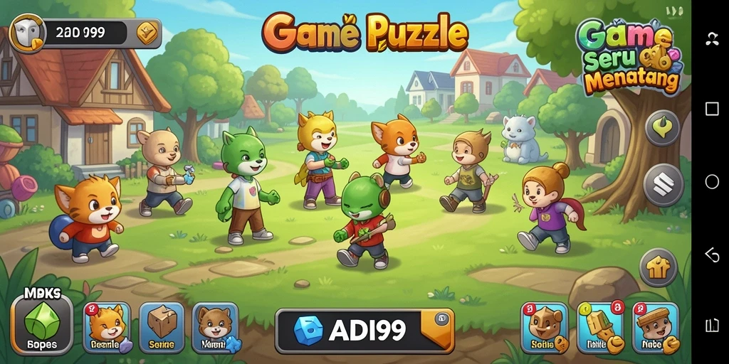 Screenshot gameplay ADI99 menunjukkan tantangan puzzle yang menarik.