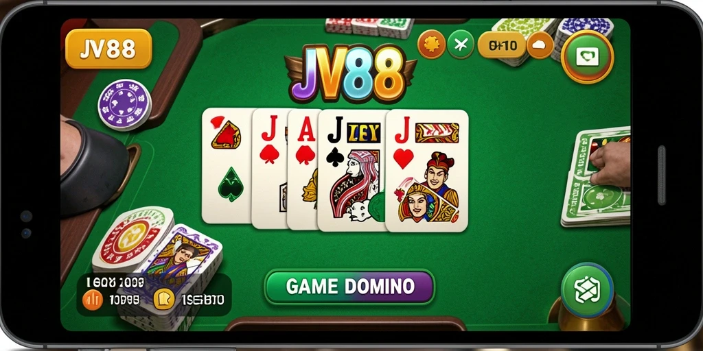 Screenshot JV88 menampilkan gameplay seru dalam permainan Domino.