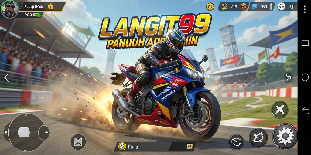 Gameplay LANGIT99 yang menegangkan dan seru selama balapan motor.