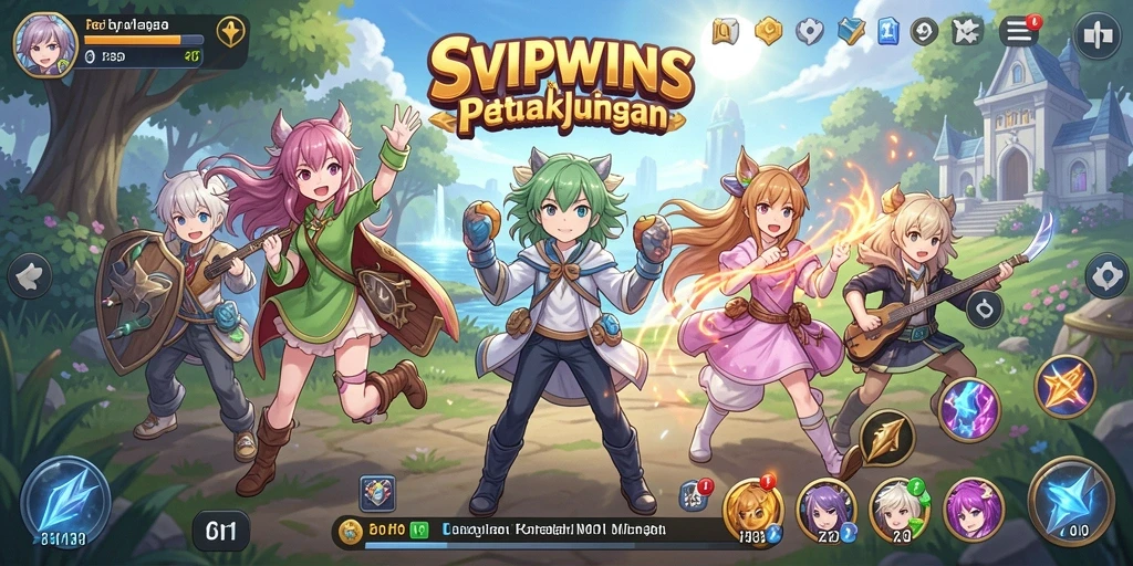 Gameplay SVIPWINS menampilkan karakter anime dalam aksi seru.